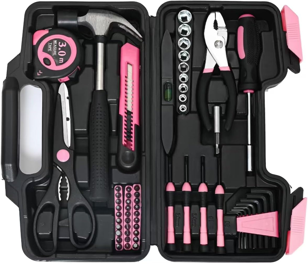 144-Piece Pink Tool Kit Basic Home Repair Tool Set