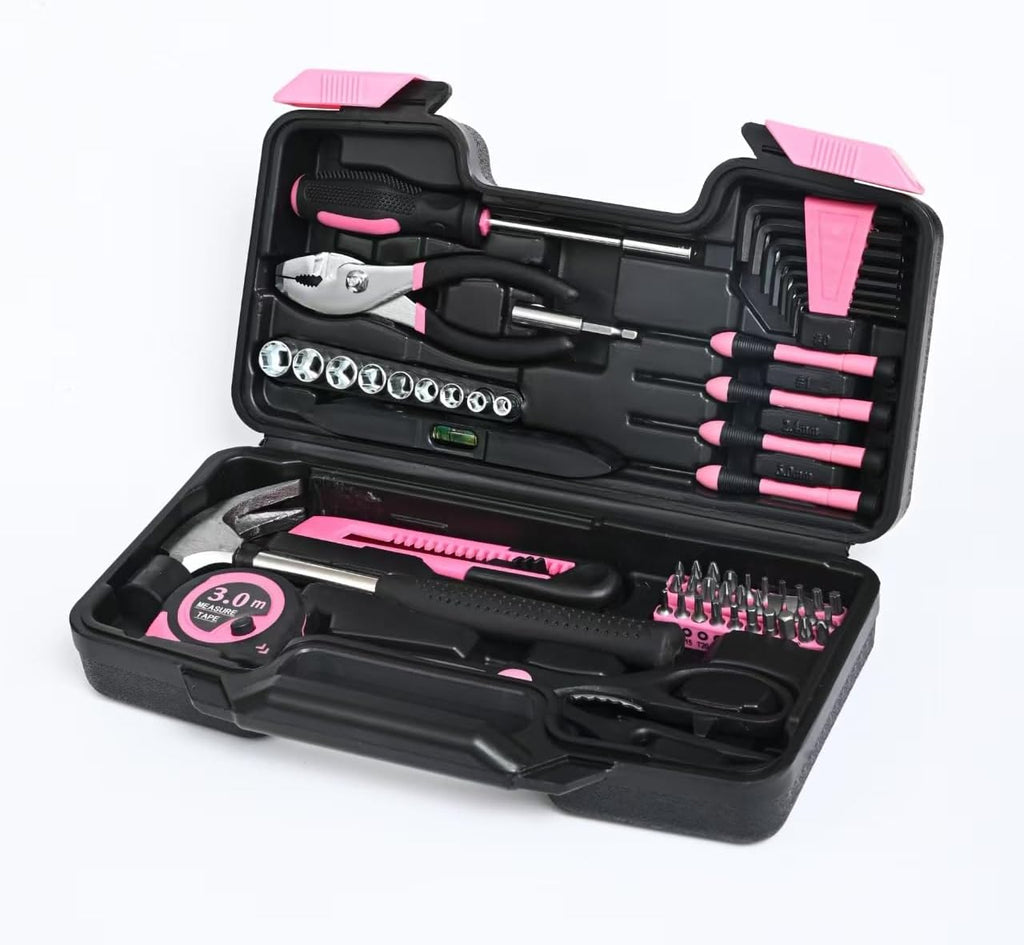 144-Piece Pink Tool Kit Basic Home Repair Tool Set