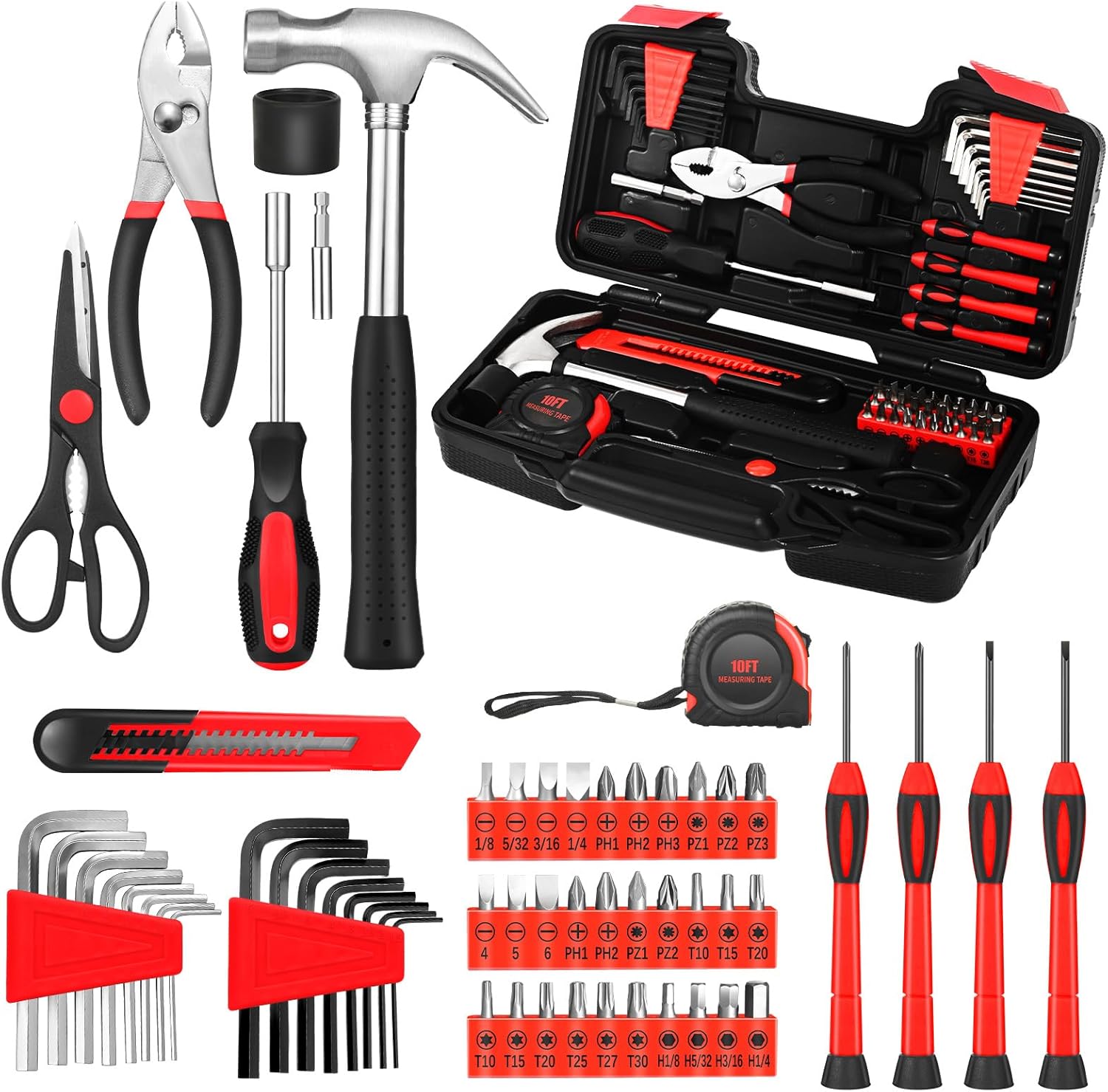 144-Piece Pink Tool Kit Basic Home Repair Tool Set