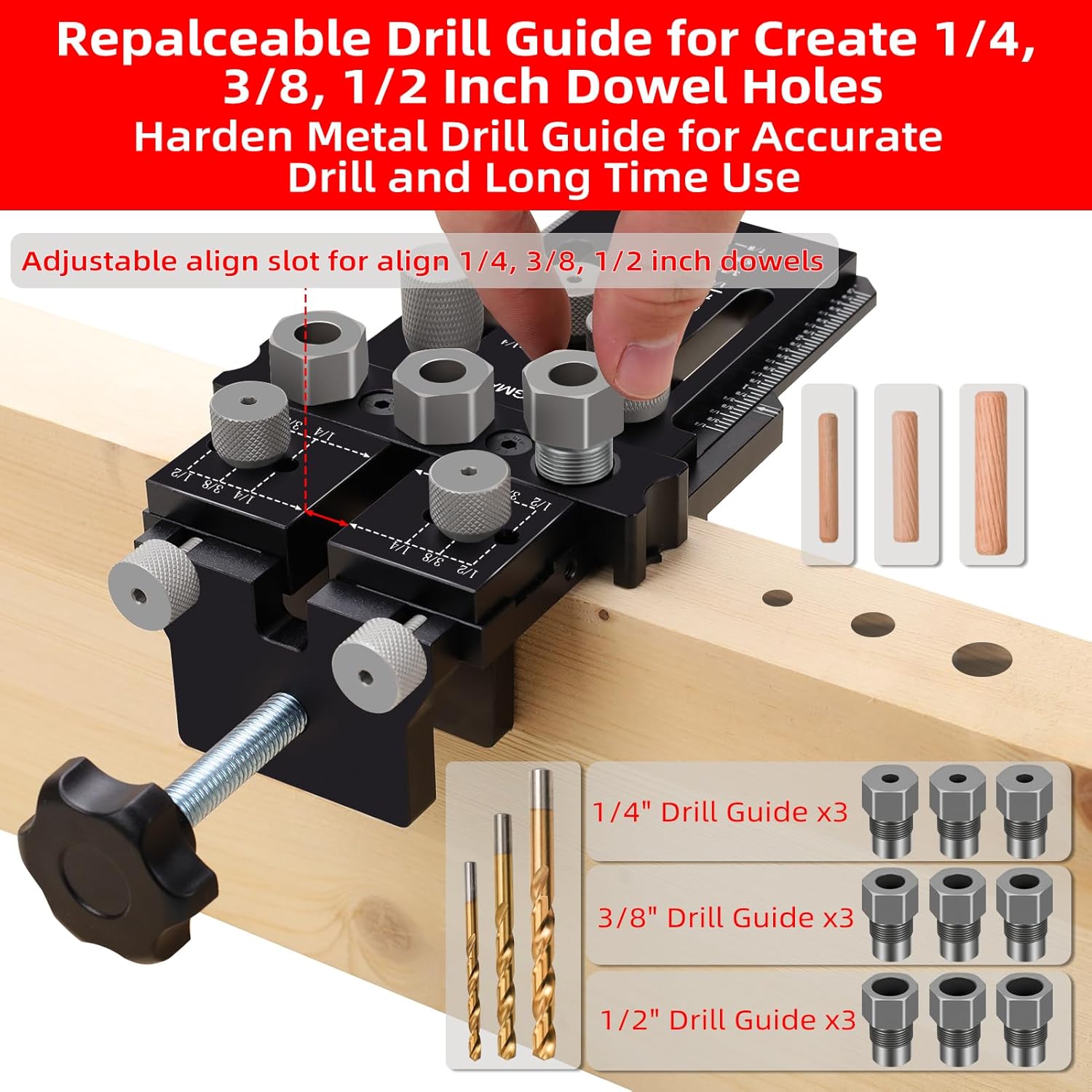 Adjustable Doweling Jig for Drill