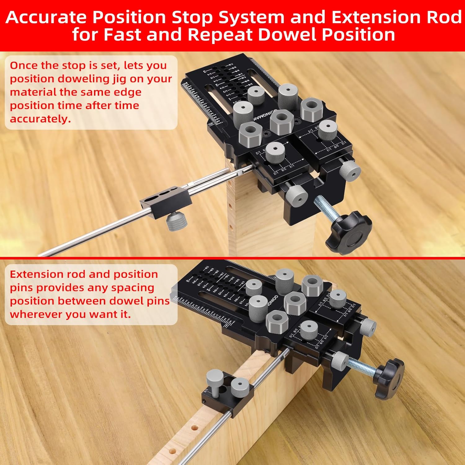 Adjustable Doweling Jig for Drill