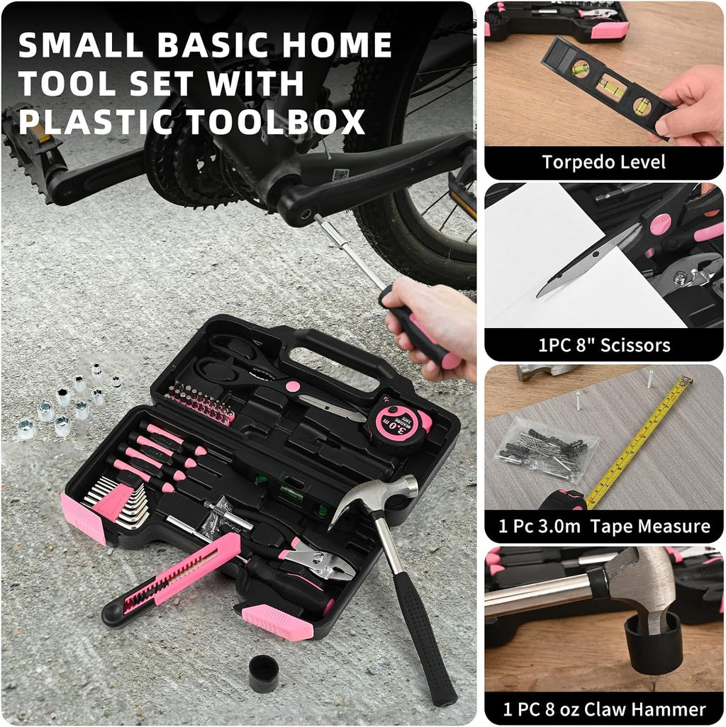 144-Piece Pink Tool Kit Basic Home Repair Tool Set