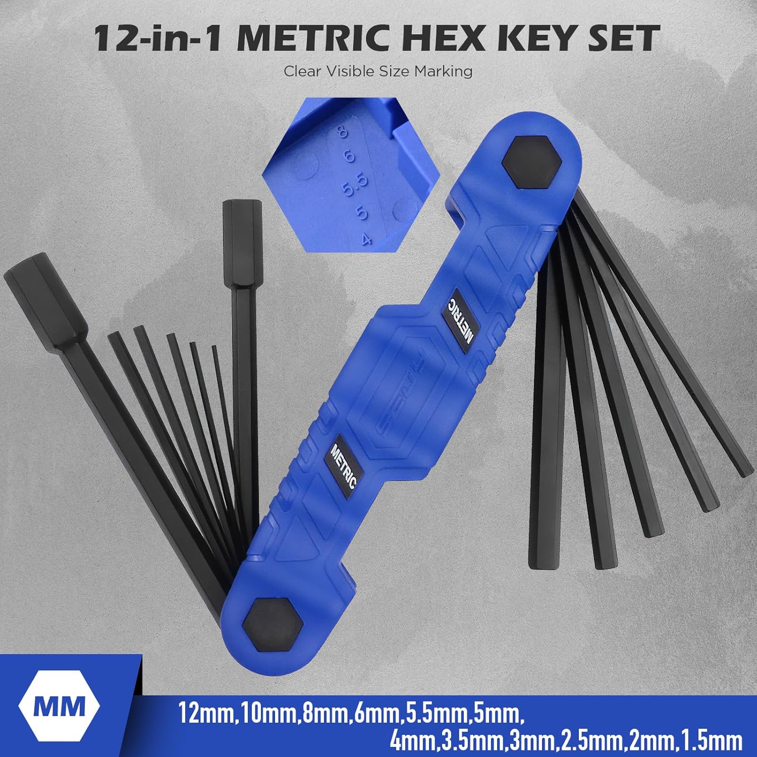 12-Piece Large Folding Hex Key Set